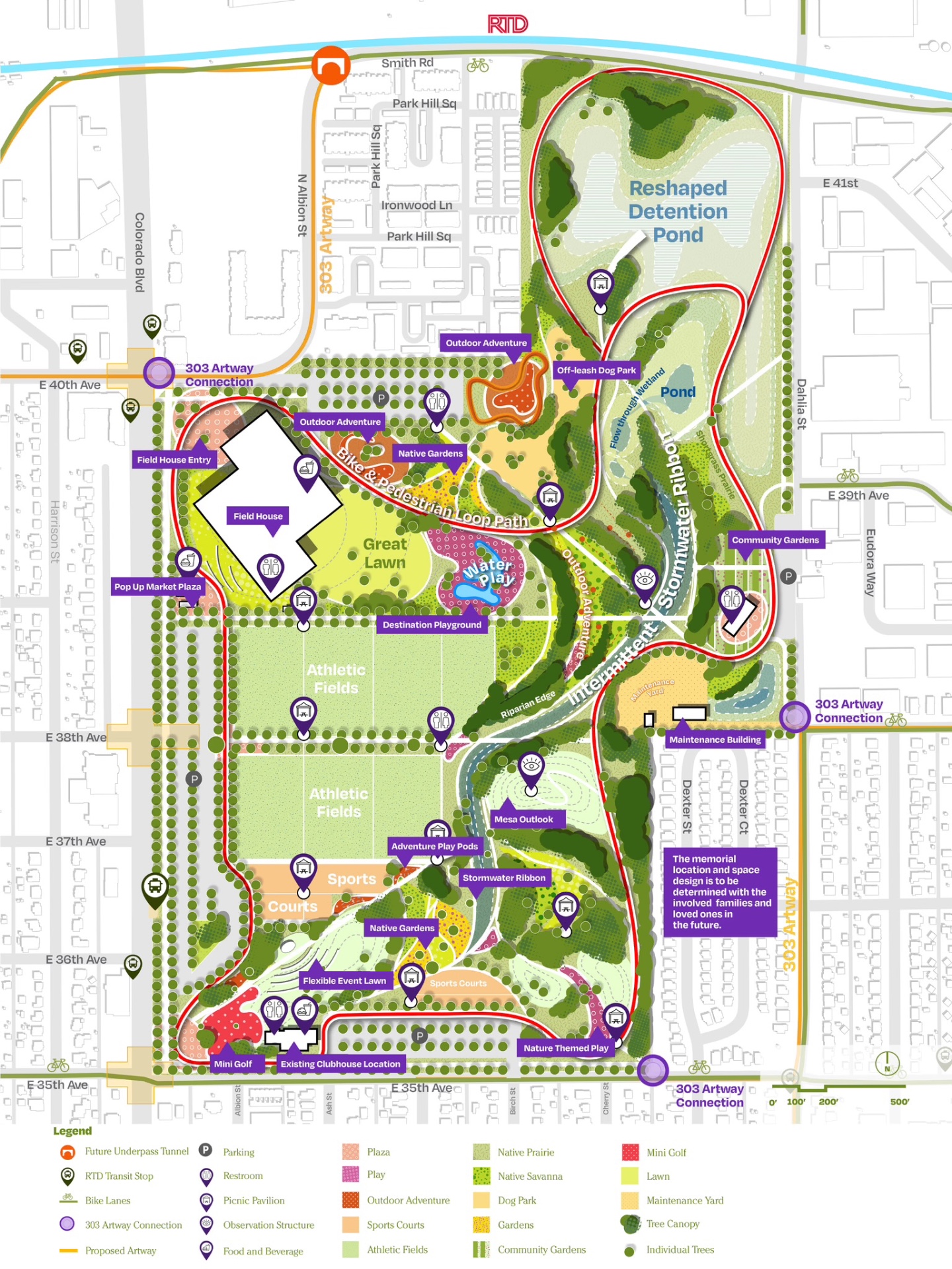 Park Hill Park framework map showing future open space near Albion Street